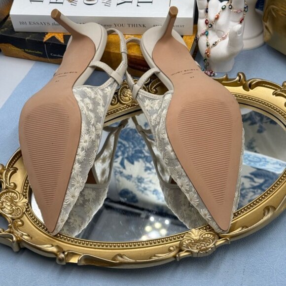 🆕 KURT GEIGER LONDON 🧿 NWOB Belgravia Floral Mesh Sling Back Heel, Cream Sz 7 - Picture 15 of 15